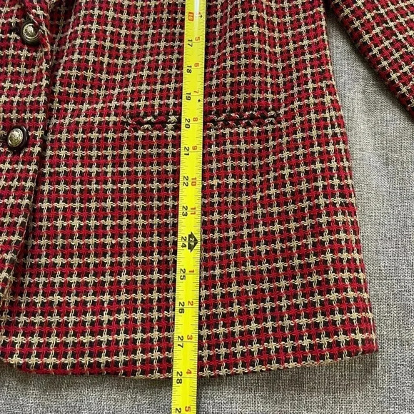 VTG Alfred Dunner Gingham Blazer Jacket Red Petite10 Wool Preppy Career Academia - Picture 11 of 14